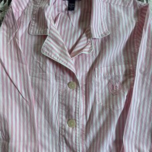 Chaps Pink and White Striped Pajama Set